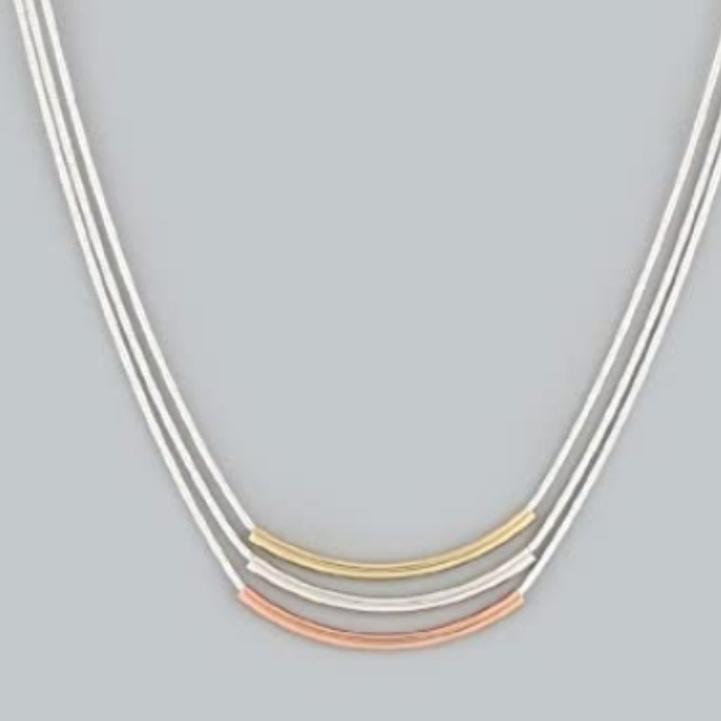 Nine West Tri Tone Bar Necklace - 18" - Like New!